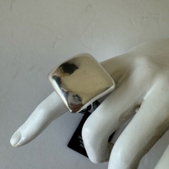 E&L Israel Sterling Silver Electroform Statement Square Ring Sz. 8 - Picture 2 of 14